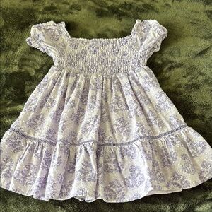 Joie White and Purple Smocked Tiered Sundress